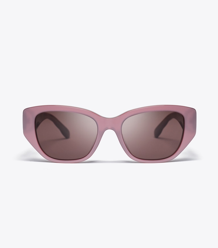 Tory Burch designer sonnenbrillen & brillen Rechteckige Kira Sonnenbrille in PEARLIZED PINK/DARK BROWN front