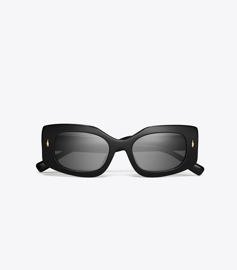 Tory Burch designer sonnenbrillen & brillen Rechteckige Miller Pushed Sonnenbrille in BLACK/DARK GREY front