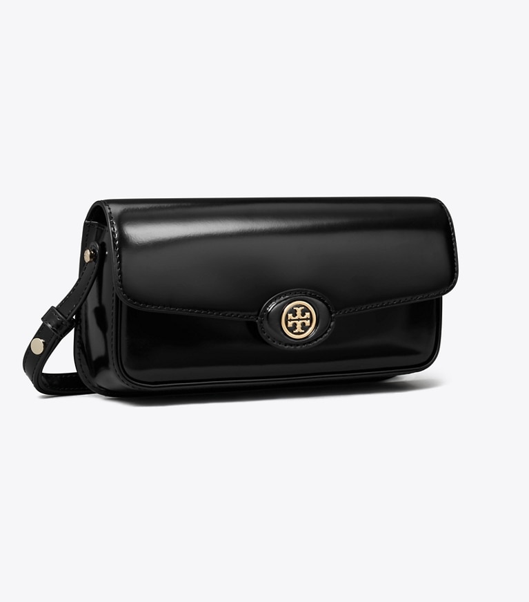 Tory Burch designer schultertaschen Rechteckige Robinson Schultertasche aus Spazzolatoleder in Black angle