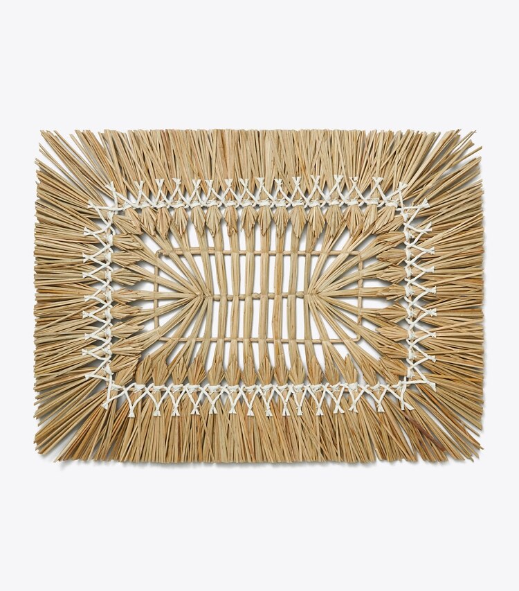 Tory Burch designer linens Rectangle Raffia Placemat, Set of 4 in Brown front