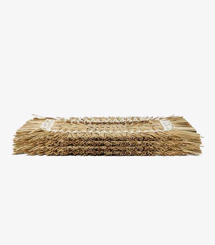 Tory Burch designer linens Rectangle Raffia Placemat, Set of 4 in Brown group