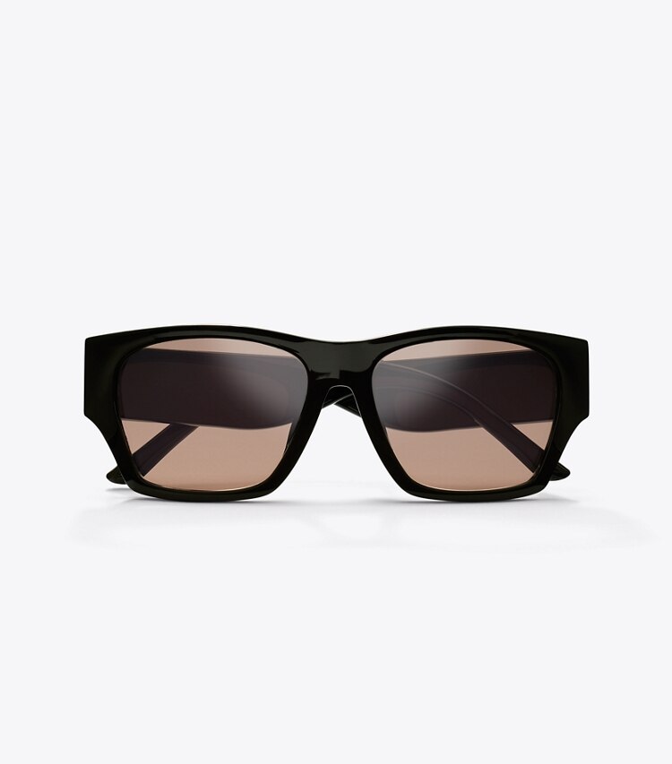 Tory Burch designer sunglasses & eyewear Recycled Square Sunglasses in BLACK/SALMON overhead