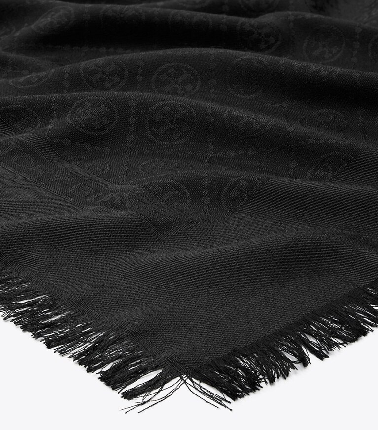 Tory Burch designer schals Reisebeutel aus Jacquard mit T-Monogramm in Black von oben