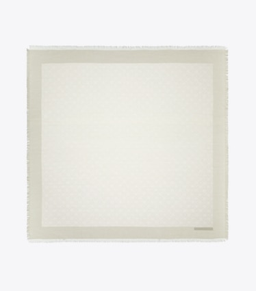 Tory Burch designer schals Reisebeutel aus Jacquard mit T-Monogramm in NEW IVORY von oben