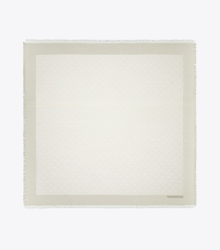 Tory Burch designer schals Reisebeutel aus Jacquard mit T-Monogramm in NEW IVORY von oben