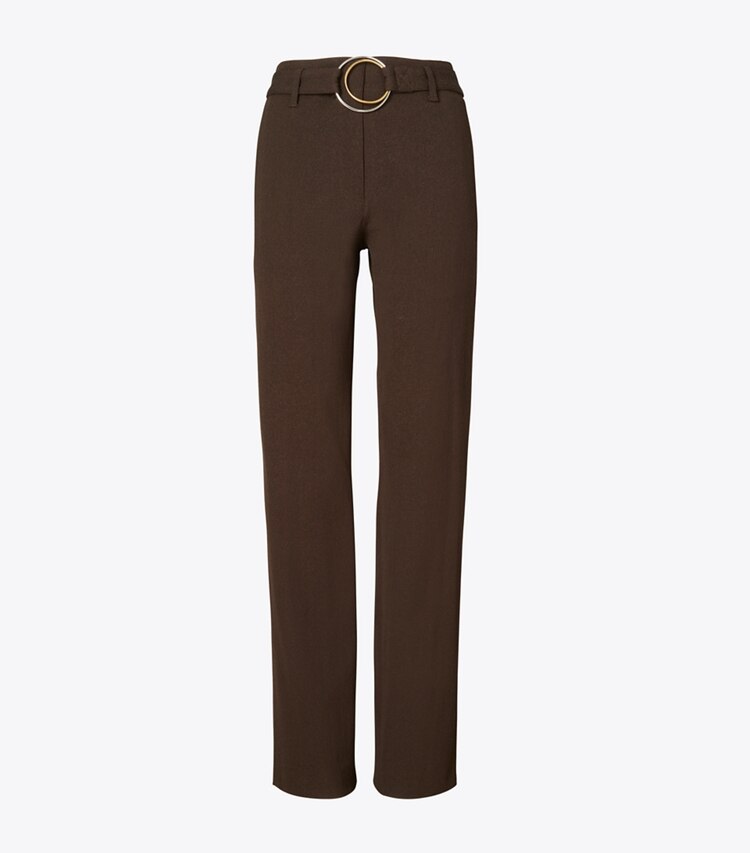 Tory Burch designer bottoms Relaxed Faille Pant in Dark Cocoa front