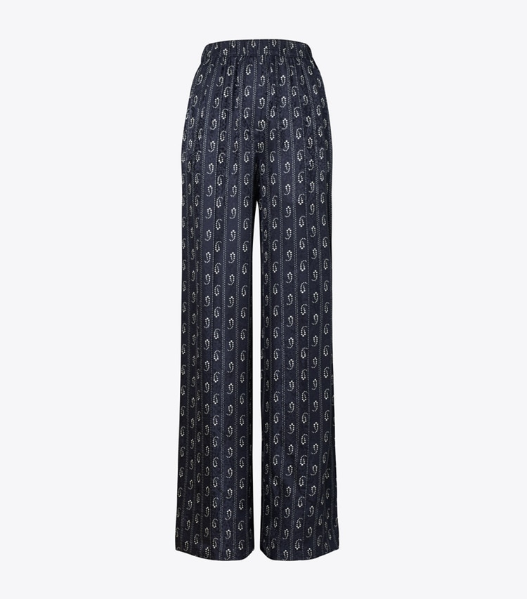 Tory Burch designer bottoms Relaxed-Fit Jacquard Pants in Medium Navy Pajama Print front