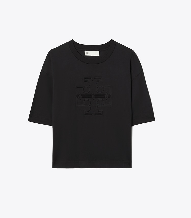 Tory Burch designer tops Relaxed Logo T-Shirt in Black front