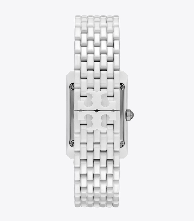 Tory Burch diseñador relojes con correa Reloj Eleanor de cerámica en WHITE CERAMIC parte trasera