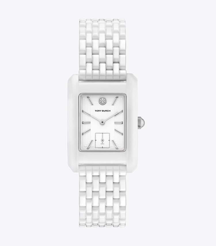 Tory Burch diseñador relojes con correa Reloj Eleanor de cerámica en WHITE CERAMIC frontal