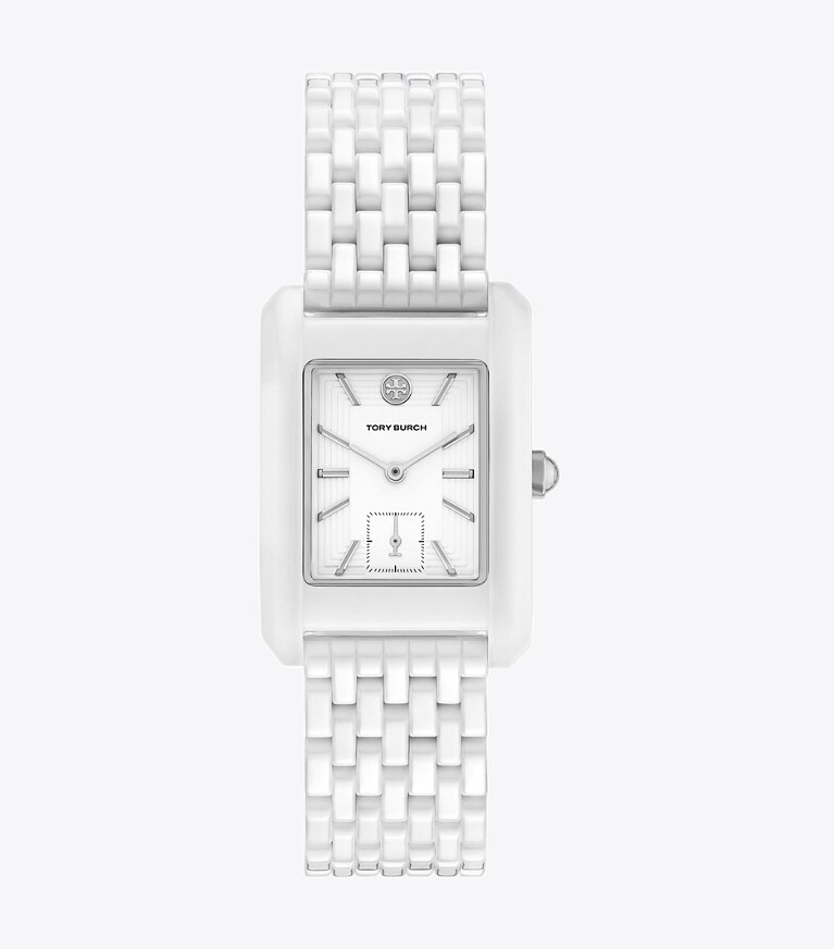 Tory Burch diseñador relojes con correa Reloj Eleanor de cerámica en WHITE CERAMIC frontal