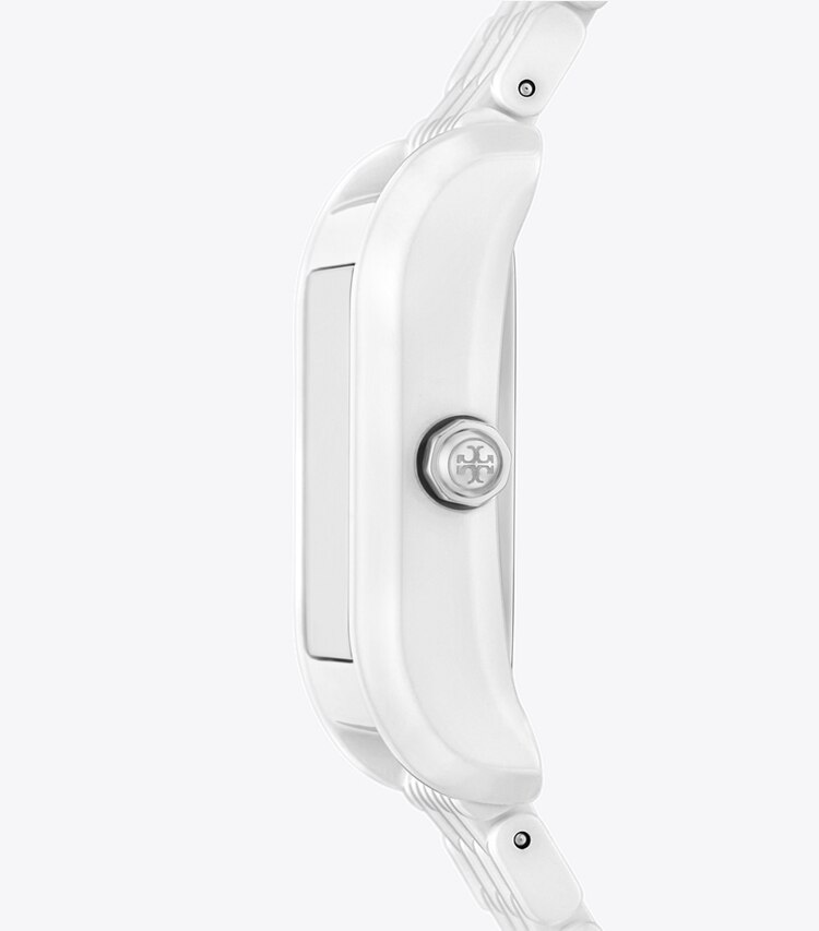 Tory Burch diseñador relojes con correa Reloj Eleanor de cerámica en WHITE CERAMIC lateral