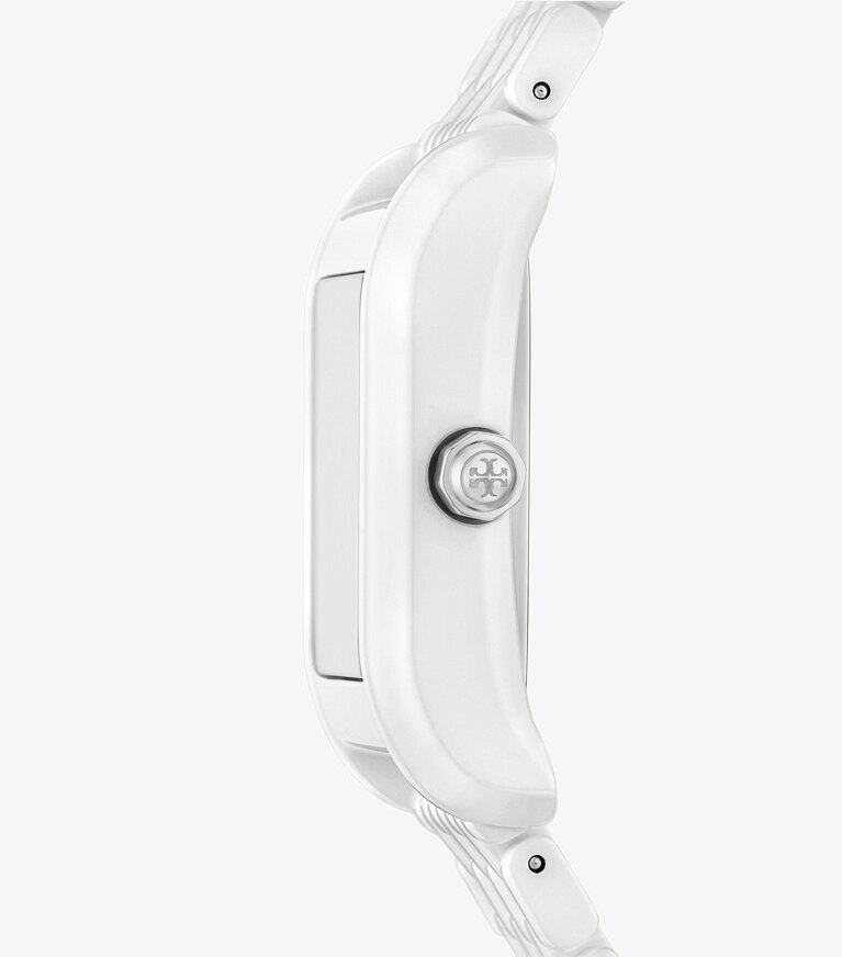 Tory Burch diseñador relojes con correa Reloj Eleanor de cerámica en WHITE CERAMIC lateral