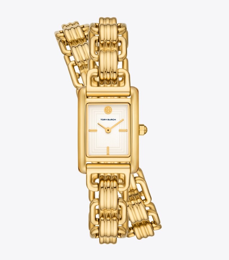 Tory Burch diseñador relojes con correa Reloj Eleanor Double Wrap pequeño en IVORY/GOLD detalle