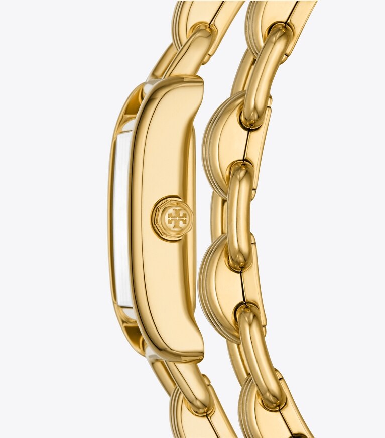 Tory Burch diseñador relojes con correa Reloj Eleanor Double Wrap pequeño en IVORY/GOLD lateral