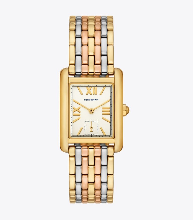 Tory Burch diseñador relojes con correa Reloj Eleanor en IVORY/MULTI-TONE frente