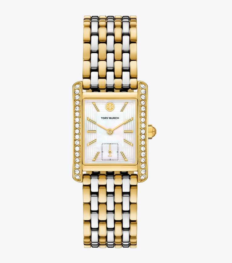 Tory Burch diseñador relojes con correa Reloj Eleanor en MOP/STONES/TWO-TONE frente
