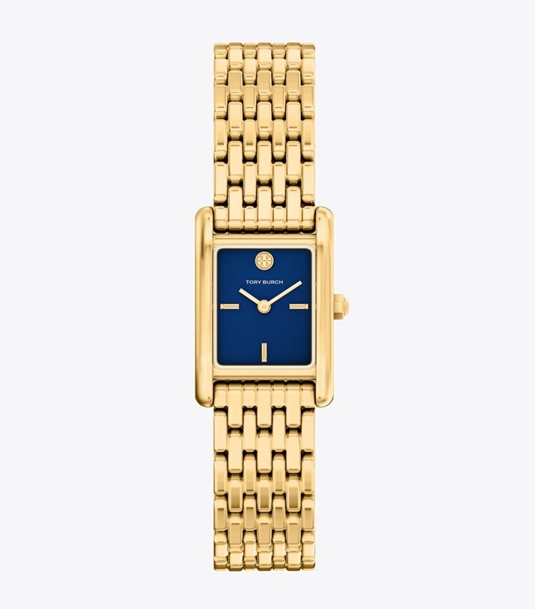 Tory Burch diseñador relojes con correa Reloj Eleanor pequeño en NAVY/GOLD frente