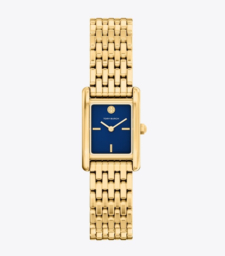 Tory Burch diseñador relojes con correa Reloj Eleanor pequeño en NAVY/GOLD frente