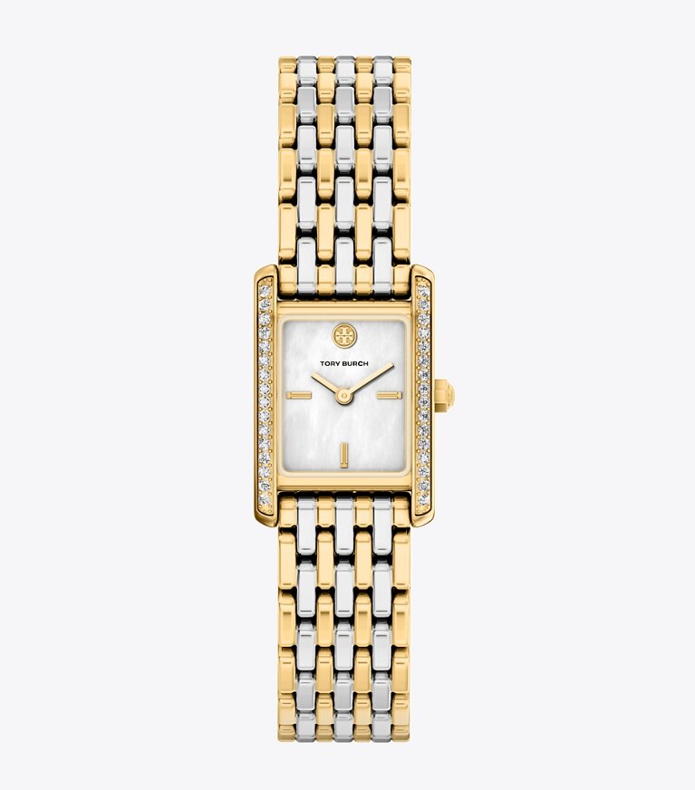 Tory Burch diseñador relojes con correa Reloj Eleanor pequeño en MOP/STONES/TWO-TONE frente