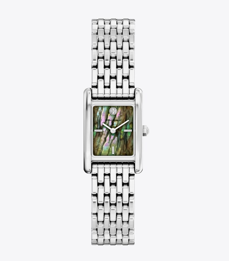 Tory Burch diseñador relojes con correa Reloj Eleanor pequeño en ABALONE/SILVER frontal