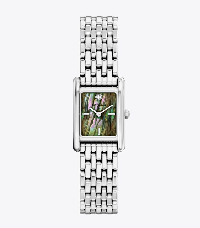 Tory Burch diseñador relojes con correa Reloj Eleanor pequeño en ABALONE/SILVER frontal