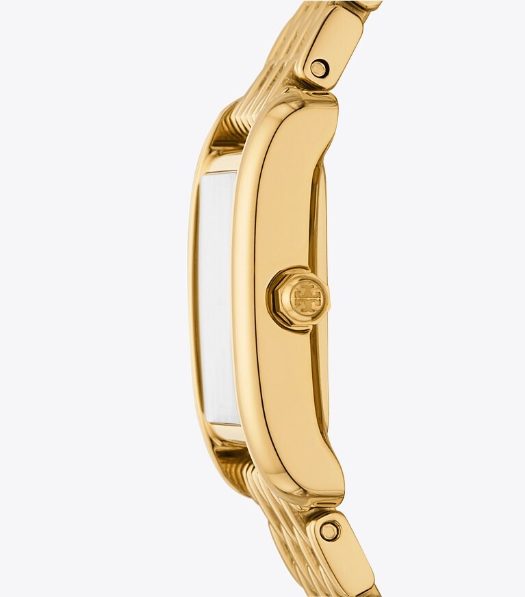 Tory Burch diseñador relojes con correa Reloj Eleanor pequeño en WHITE MOP/GOLD lateral