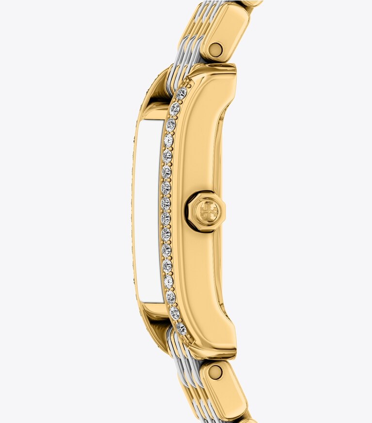 Tory Burch diseñador relojes con correa Reloj Eleanor pequeño en MOP/STONES/TWO-TONE lateral