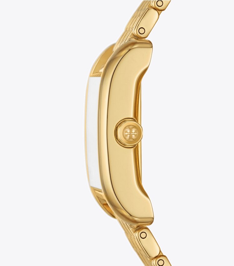 Tory Burch diseñador relojes con correa Reloj Eleanor en IVORY/GOLD lateral