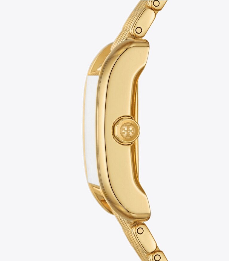 Tory Burch diseñador relojes con correa Reloj Eleanor en IVORY/GOLD lateral