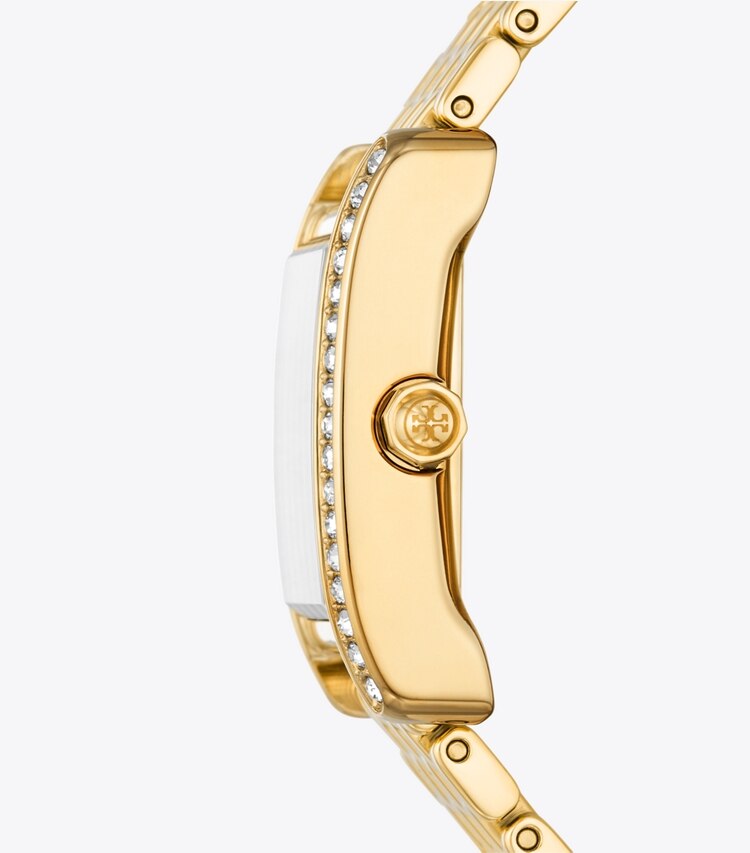 Tory Burch diseñador relojes con correa Reloj Eleanor en WHITE MOP/GOLD lateral