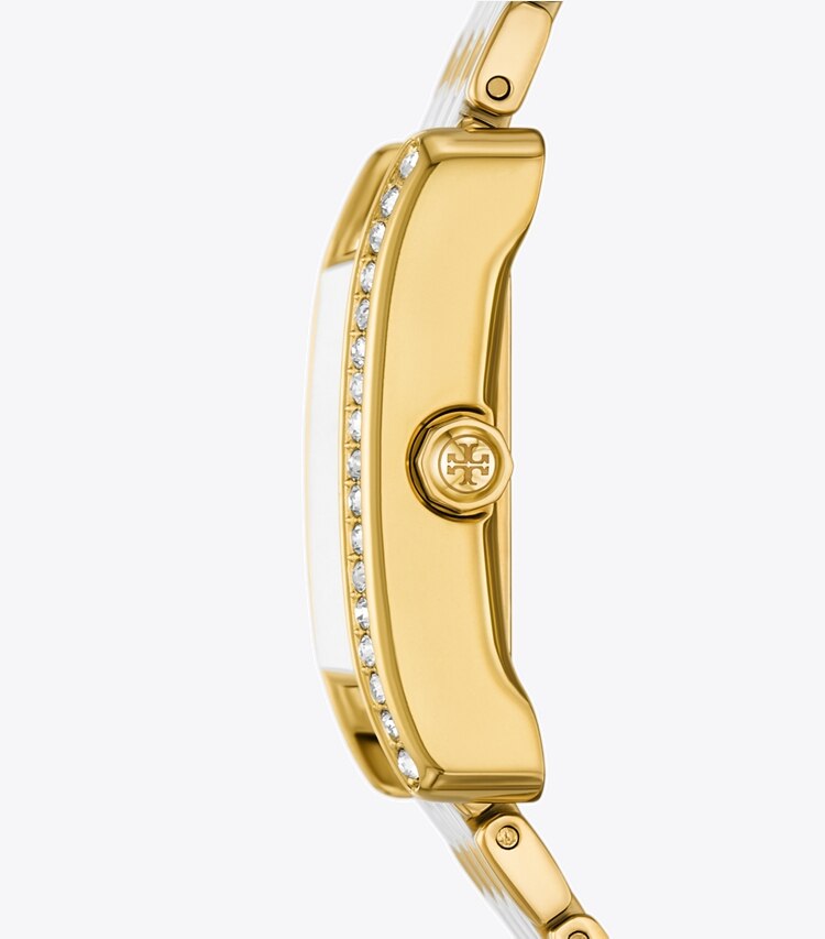 Tory Burch diseñador relojes con correa Reloj Eleanor en MOP/STONES/TWO-TONE lateral