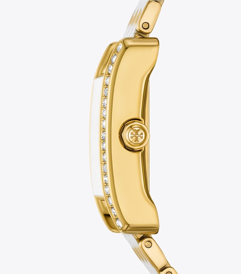 Tory Burch diseñador relojes con correa Reloj Eleanor en MOP/STONES/TWO-TONE lateral