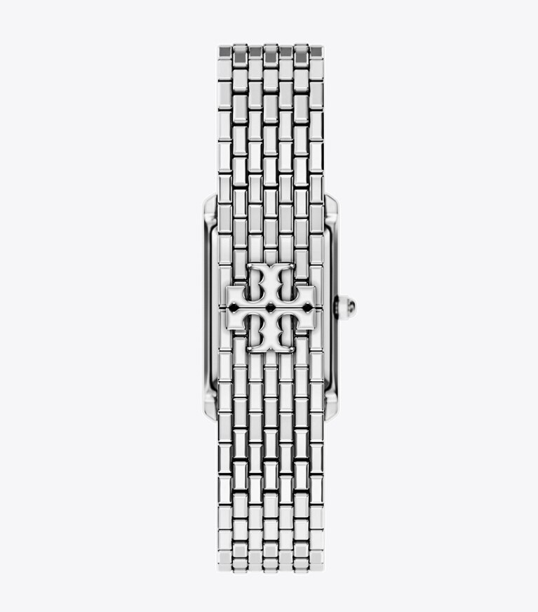 Tory Burch diseñador relojes con correa Reloj Eleanor Slim en BLACK MOTHER-OF-PEARL/SILVER parte trasera