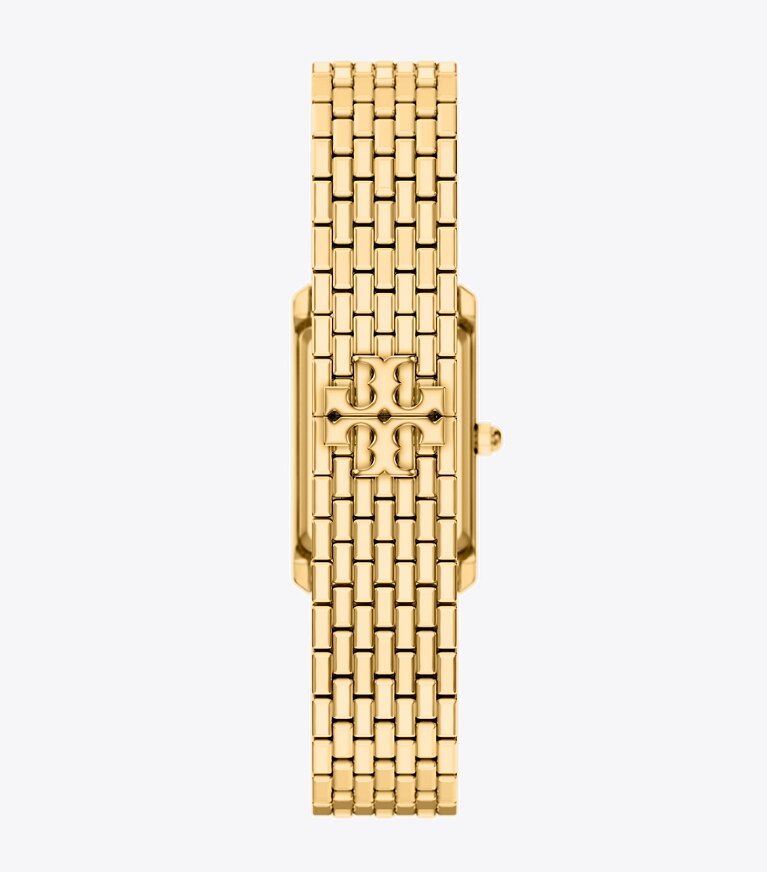 Tory Burch diseñador relojes con correa Reloj Eleanor Slim en MOP/GOLD/PAVE parte trasera