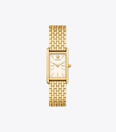 Tory Burch diseñador relojes con correa Reloj Eleanor Slim en IVORY/GOLD frontal