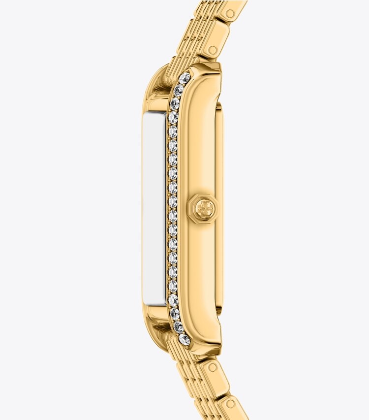 Tory Burch diseñador relojes con correa Reloj Eleanor Slim en MOP/GOLD/PAVE lateral