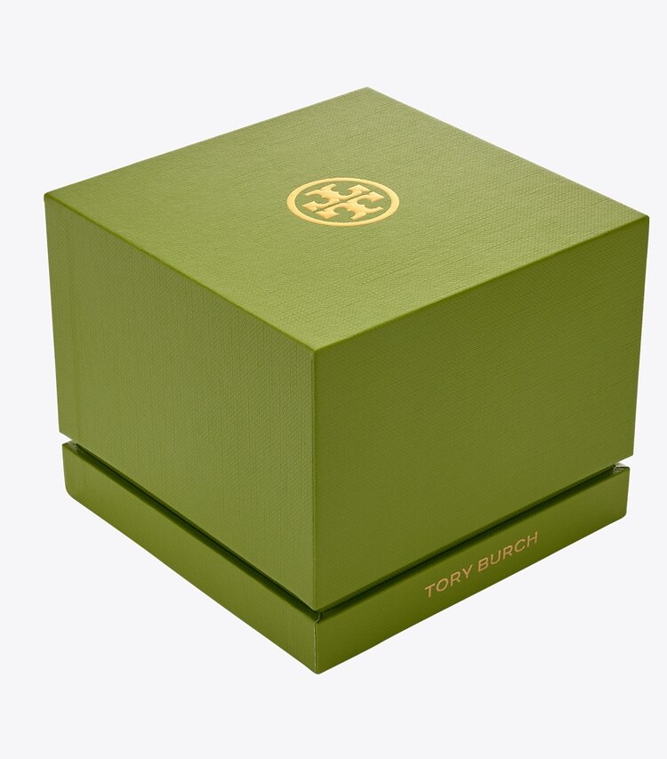 Tory Burch diseñador relojes con correa Reloj fino Eleanor en IVORY/GOLD caja de relojes
