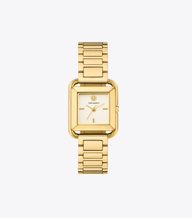 Tory Burch diseñador relojes con correa Reloj Kira en IVORY/GOLD frente