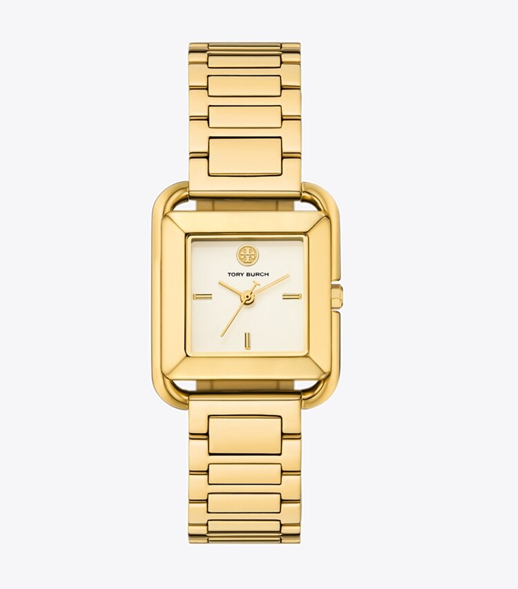 Tory Burch diseñador relojes con correa Reloj Kira en IVORY/GOLD frente