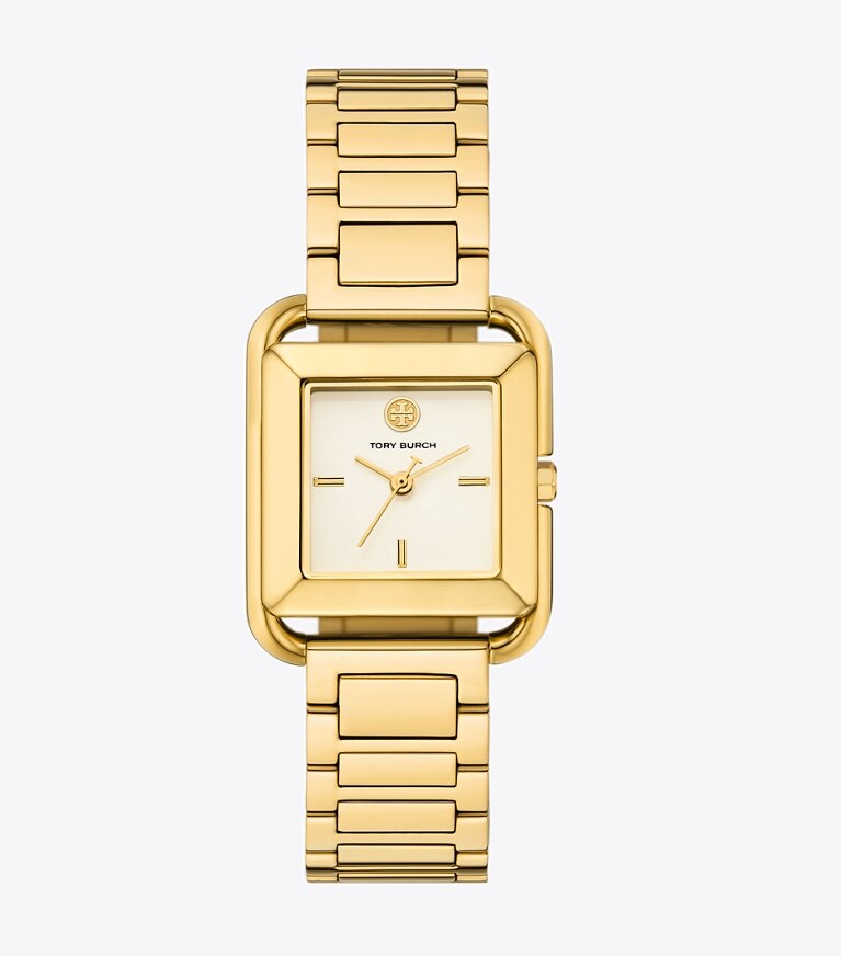 Tory Burch diseñador relojes con correa Reloj Kira en IVORY/GOLD frente