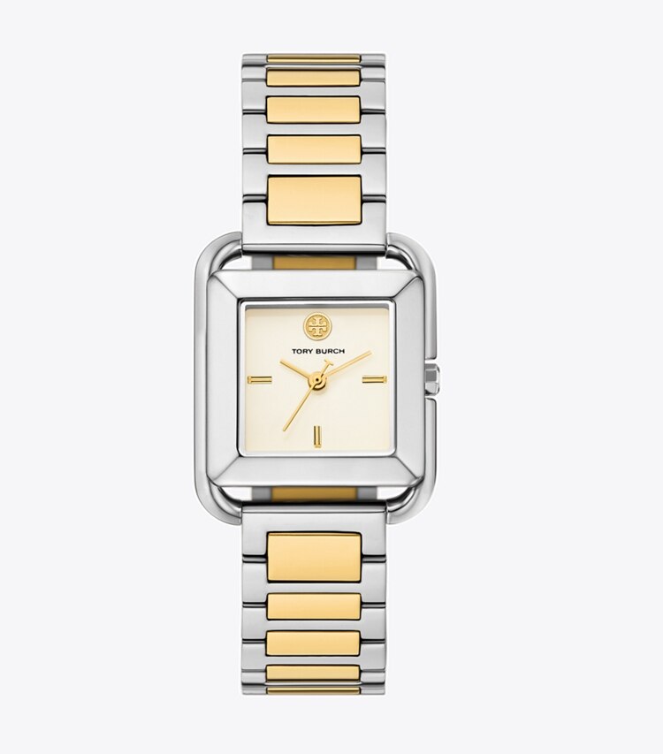 Tory Burch diseñador relojes con correa Reloj Kira en IVORY/TWO-TONE frente