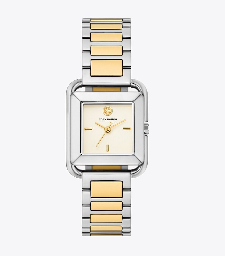 Tory Burch diseñador relojes con correa Reloj Kira en IVORY/TWO-TONE frente