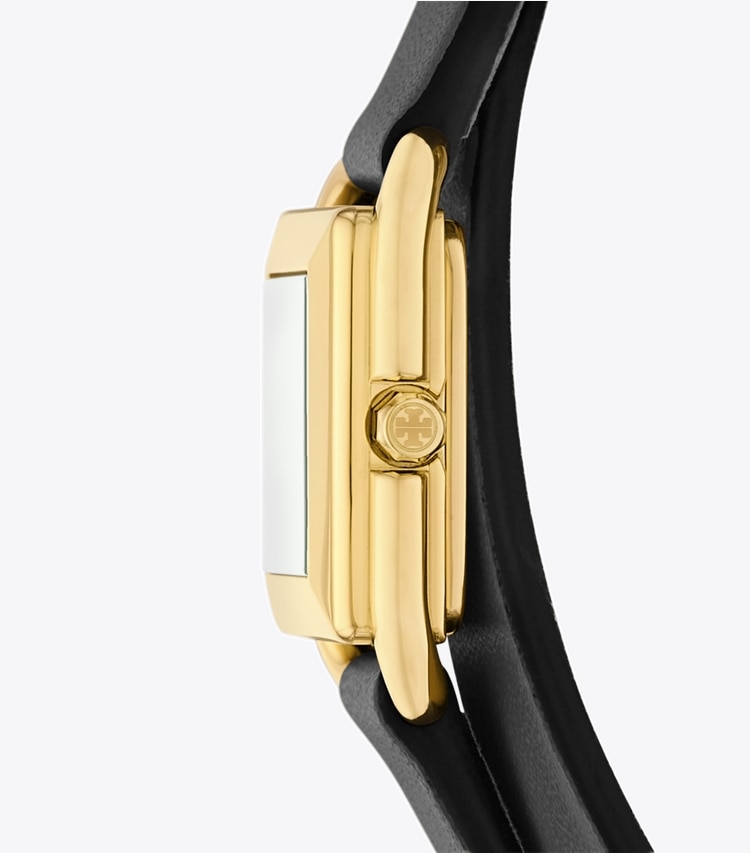 Tory Burch diseñador relojes con correa Reloj Kira pequeño con malla doble en IVORY/GOLD/BLACK lateral