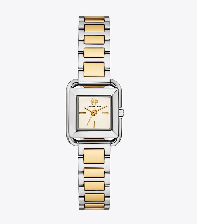 Tory Burch diseñador relojes con correa Reloj Kira pequeño en IVORY/TWO-TONE frente