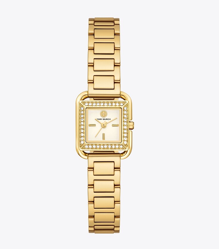 Tory Burch diseñador relojes con correa Reloj Kira pequeño en IVORY/STONES/GOLD frente