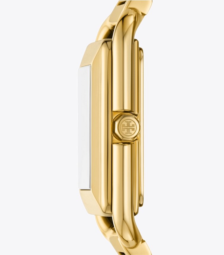 Tory Burch diseñador relojes con correa Reloj Kira en IVORY/GOLD lateral