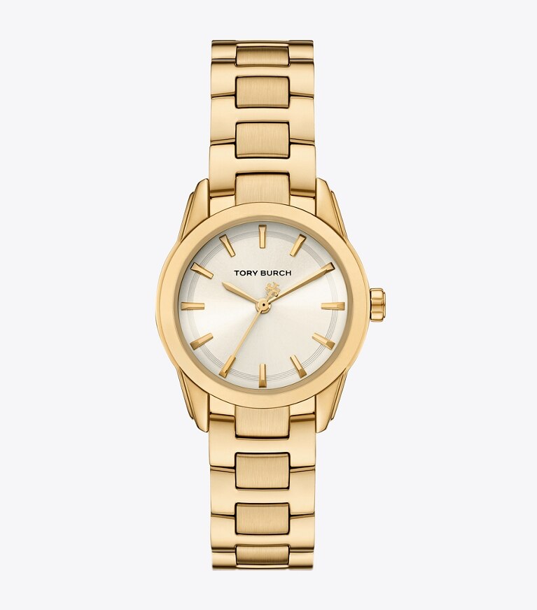 Tory Burch diseñador relojes con correa Reloj Miller pequeño en IVORY/PALE GOLD frente