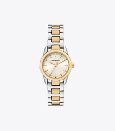 Tory Burch diseñador relojes con correa Reloj Miller pequeño en IVORY/TWO-TONE frente
