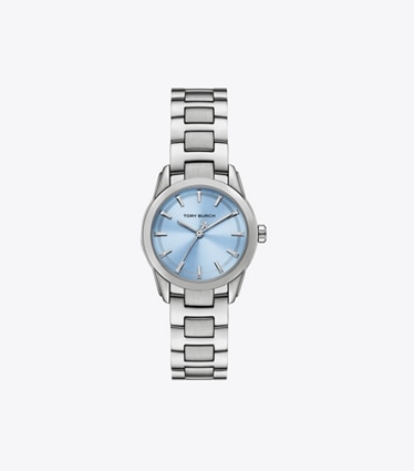 Tory Burch diseñador relojes con correa Reloj Miller pequeño en LIGHT BLUE/SILVER frente